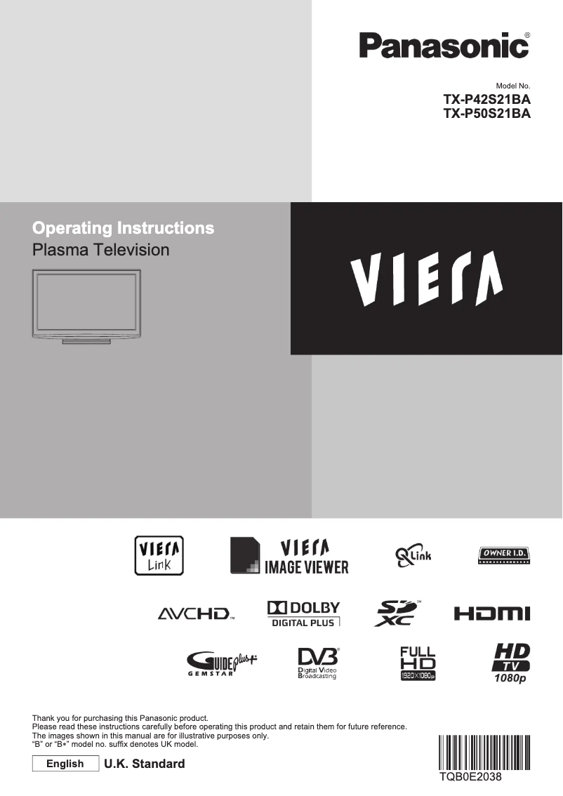 Imagen de la primera página del manual del dispositivo Viera TX-P50S21BA