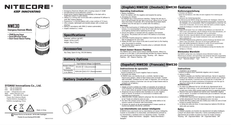 Página 1 del manual Manual de usuario Nitecore NWE30