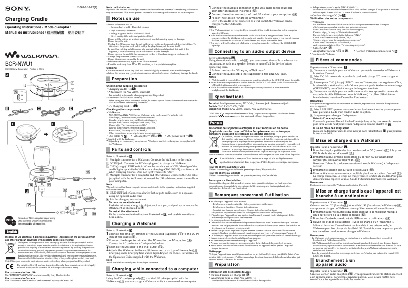 Imagen de la primera página del manual del dispositivo BCR-NWU1