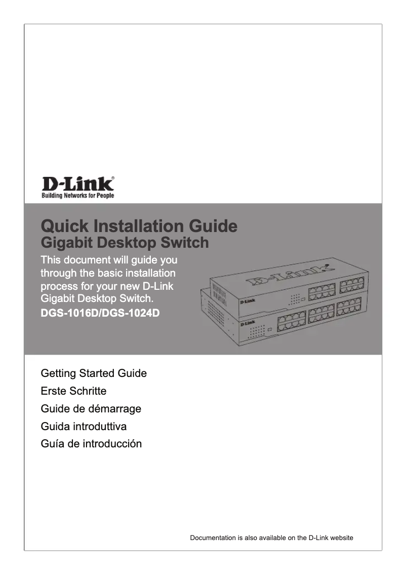 Imagen de la primera página del manual del dispositivo DGS-1016D