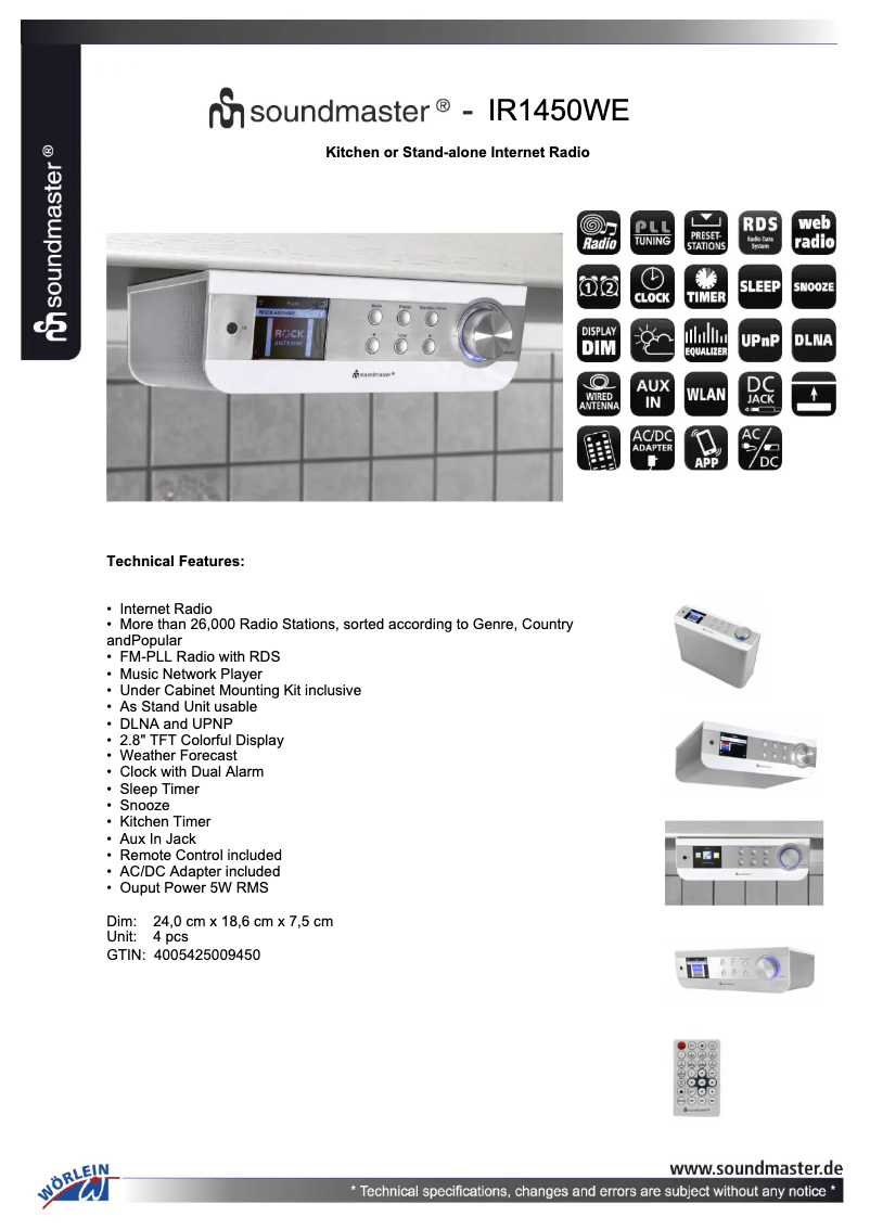 Imagen de la primera página del manual del dispositivo IR1450WE