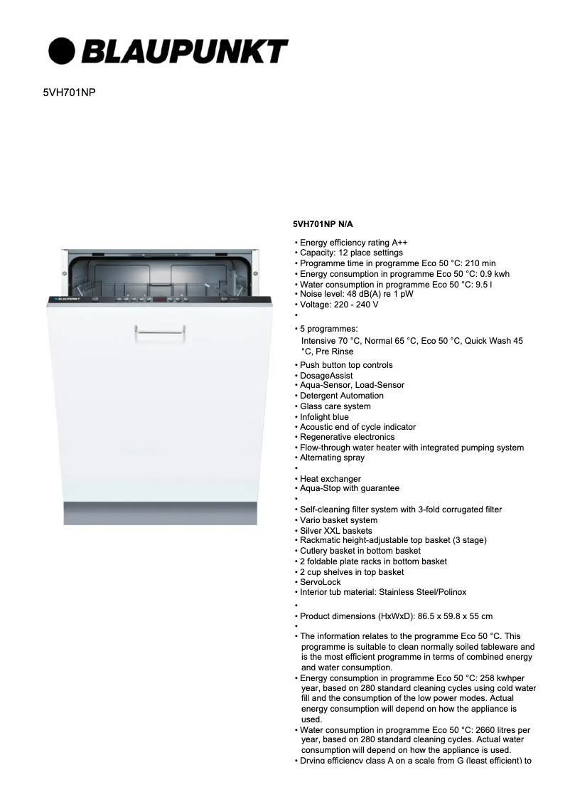 Imagen de la primera página del manual del dispositivo 5VH701NP