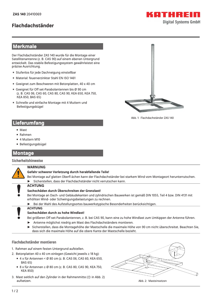 Imagen de la primera página del manual del dispositivo ZAS 140
