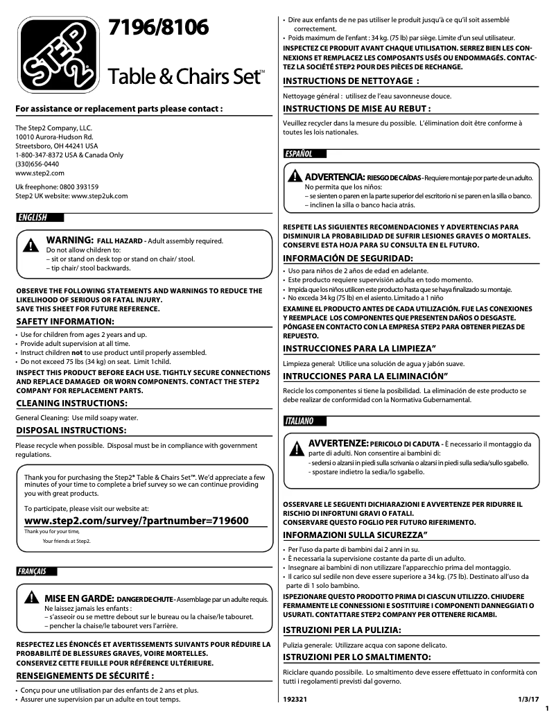 Imagen de la primera página del manual del dispositivo 719600