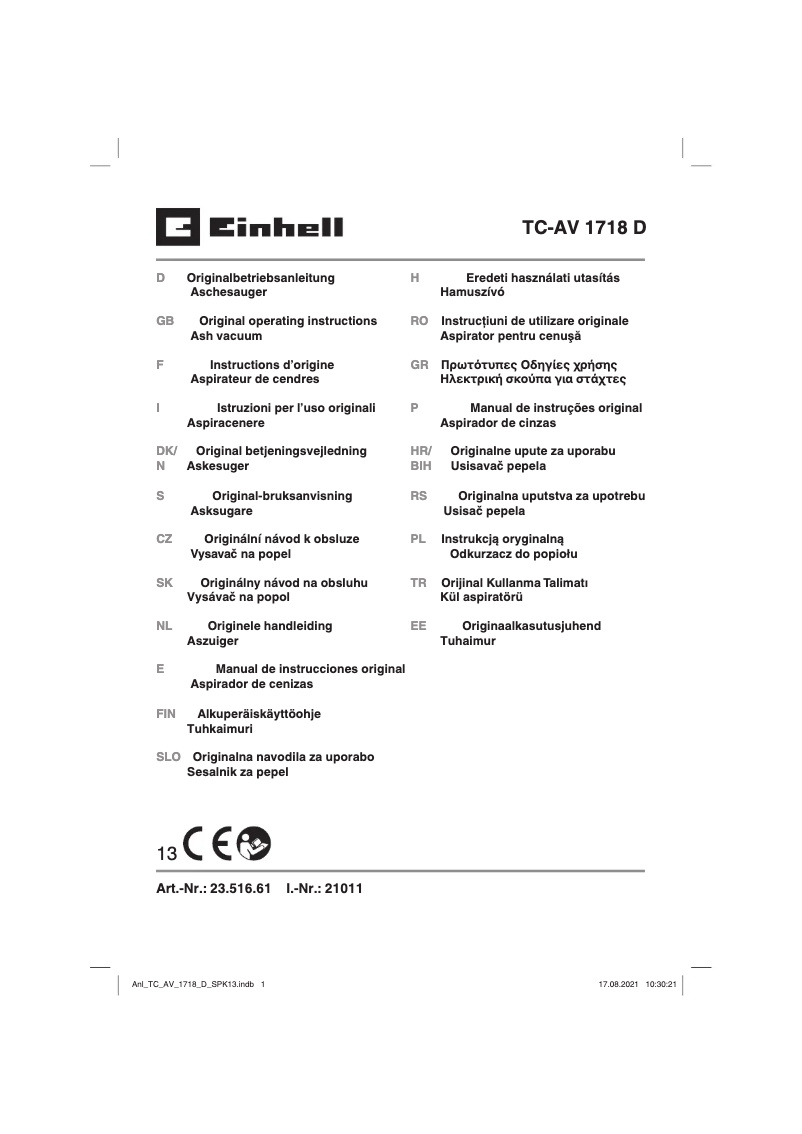 Página 1 del manual Manual de usuario Einhell TC-AV 1718 D