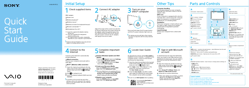Imagen de la primera página del manual del dispositivo Vaio SVL24147CXB