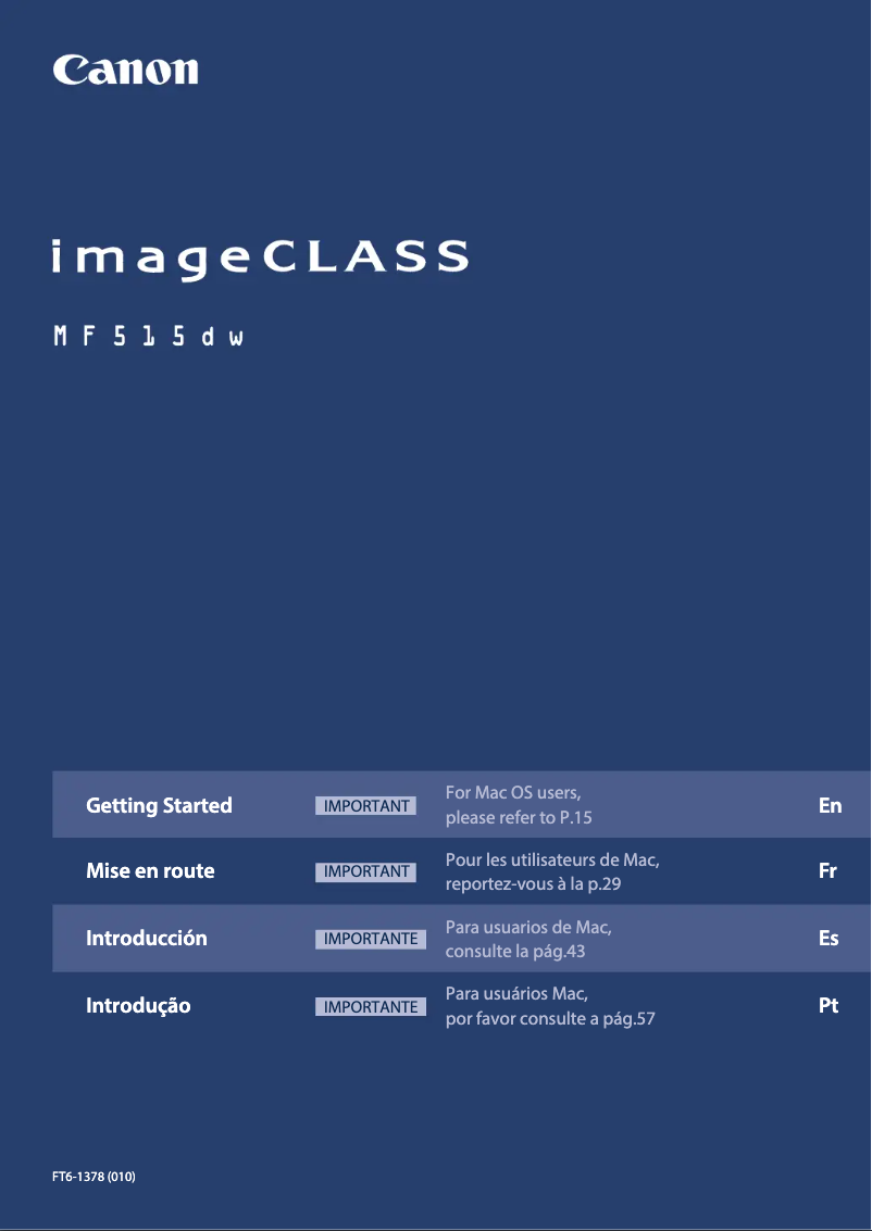 Imagen de la primera página del manual del dispositivo imageCLASS MF515dw