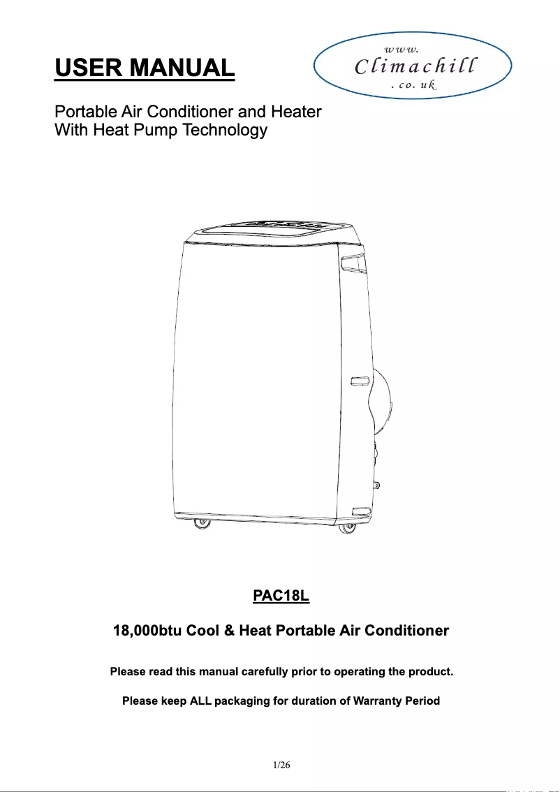 Página 1 del manual Manual de usuario Climachill PAC18L