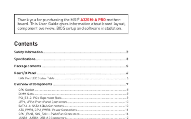 Página 1 del manual Manual de usuario MSI A320M-A PRO