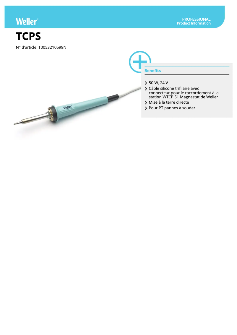 Página 1 del manual Ficha técnica Weller TCPS