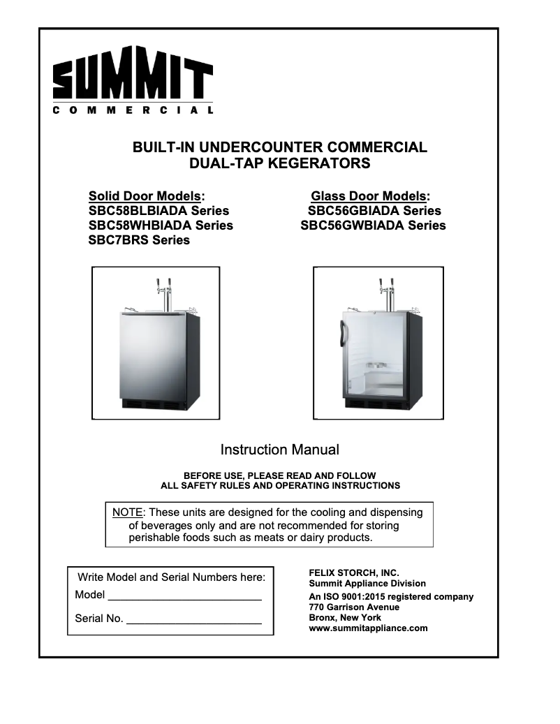 Imagen de la primera página del manual del dispositivo SBC7BRS
