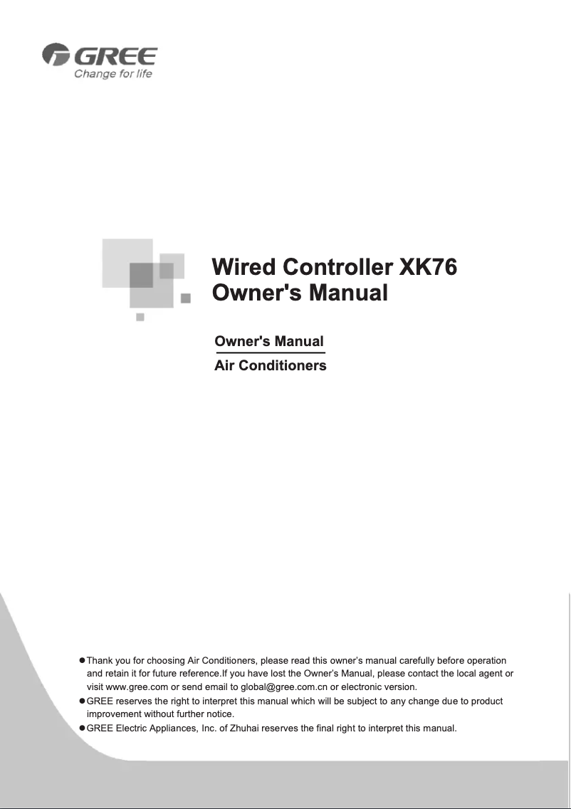 Página 1 del manual Manual de usuario Gree XK76