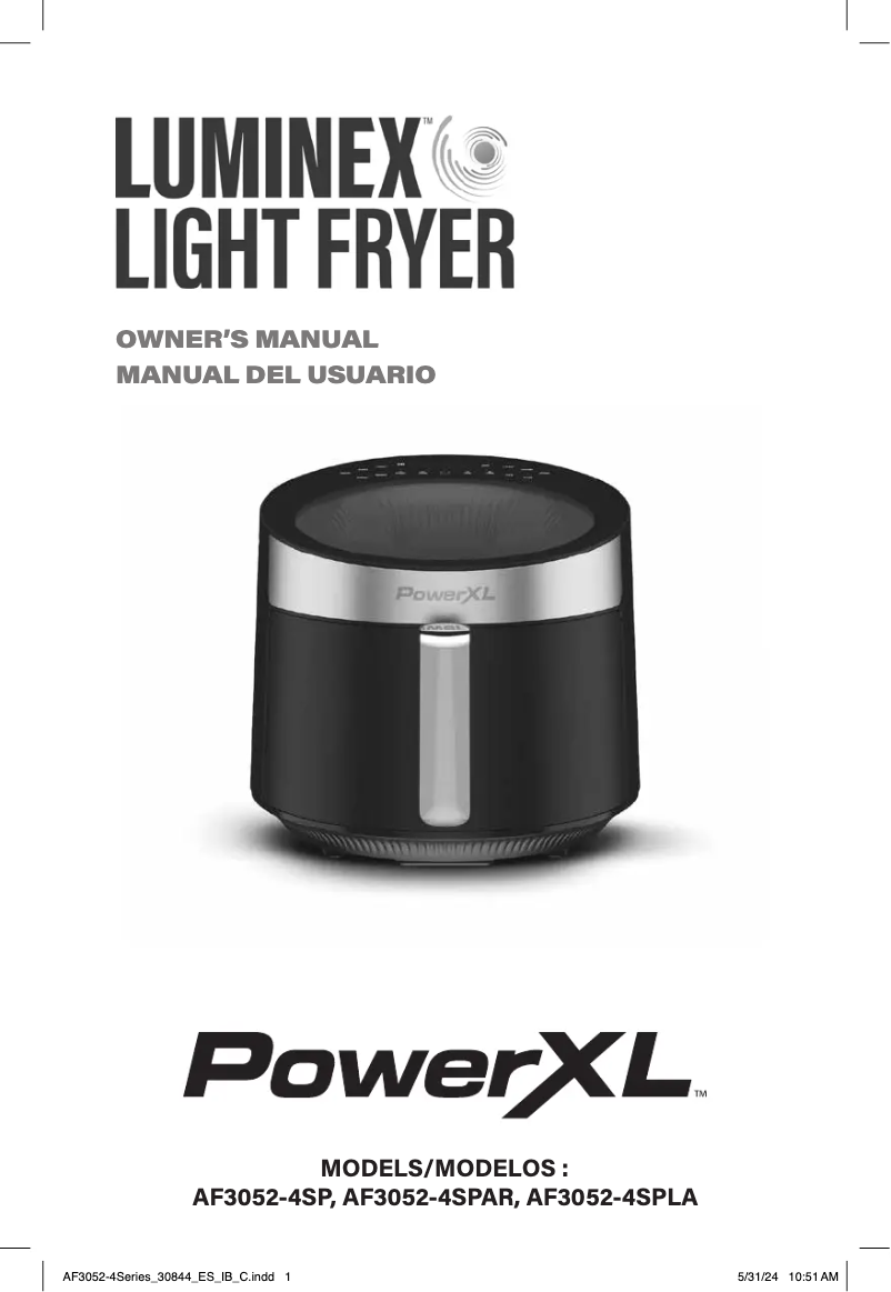 Página 1 del manual Manual de usuario PowerXL Luminex Light Fryer AF3052-4SP