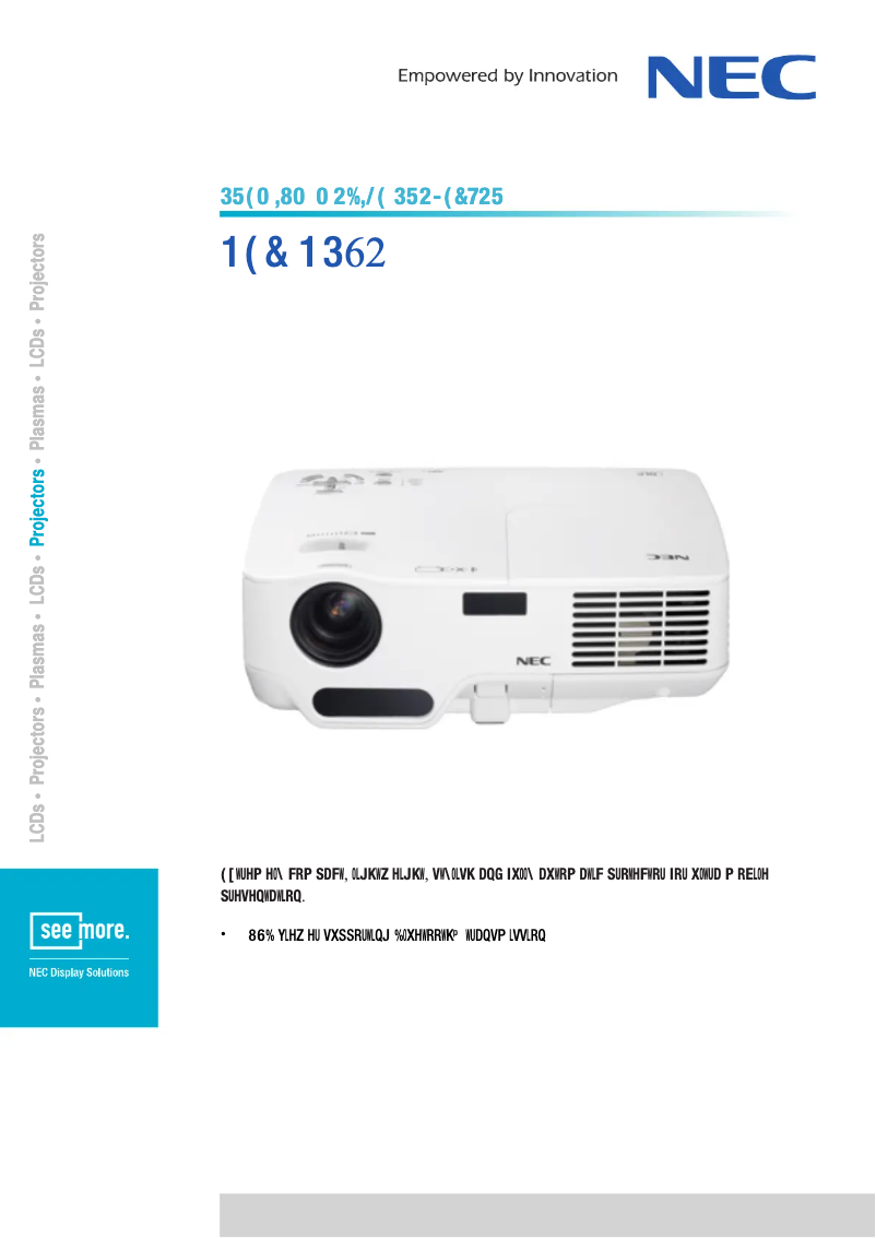 Página 1 del manual Ficha técnica NEC NP62