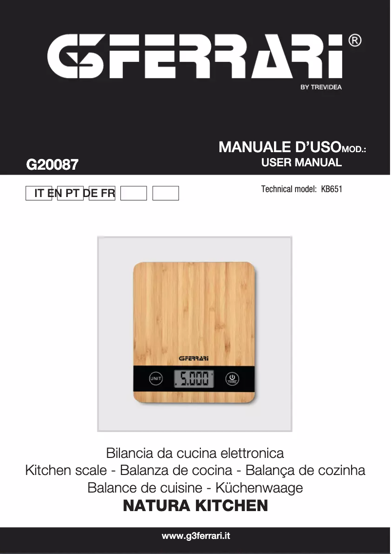 Imagen de la primera página del manual del dispositivo Natura Kitchen G20087