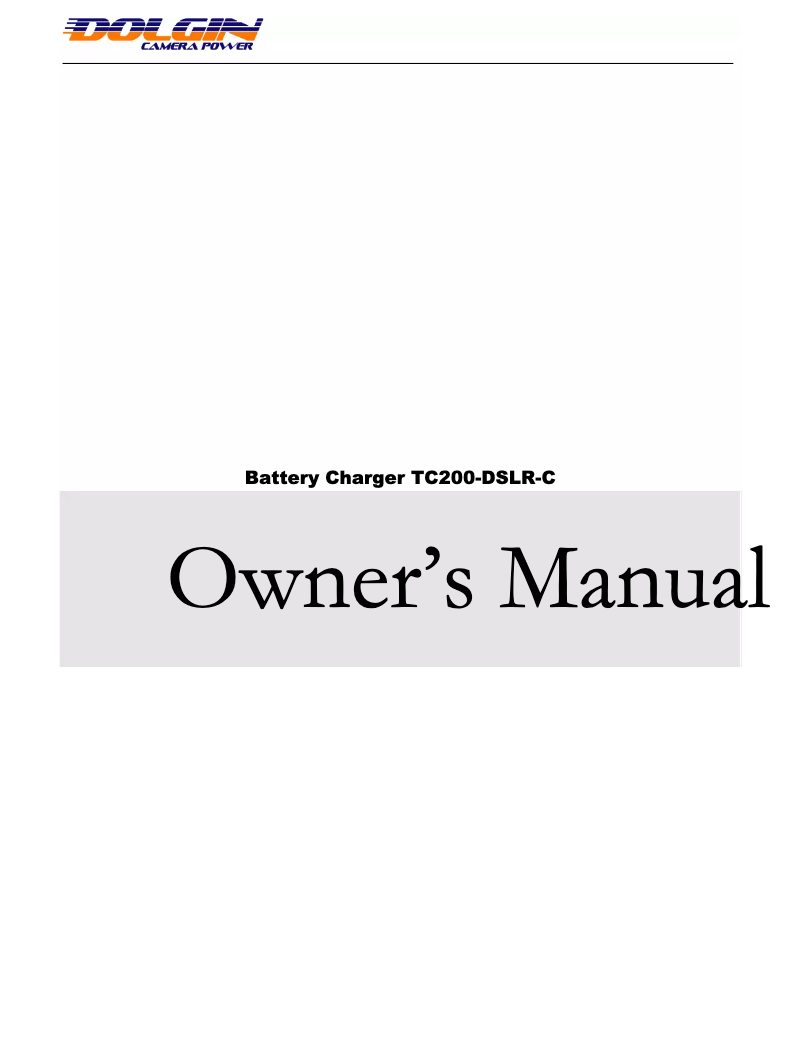 Página nº 1 - Manual de usuario Dolgin TC200-DSLR-C
