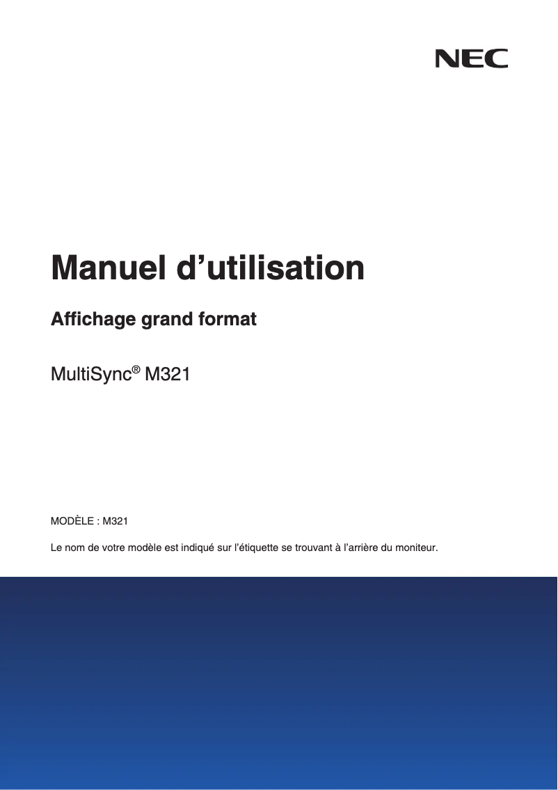 Imagen de la primera página del manual del dispositivo MultiSync M321