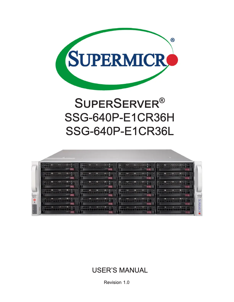 Página 1 del manual Manual de usuario Supermicro SuperServer SSG-640P-E1CR36L