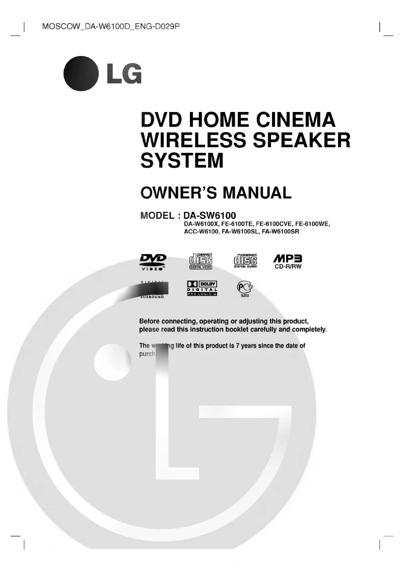 Imagen de la primera página del manual del dispositivo DA-W6100X