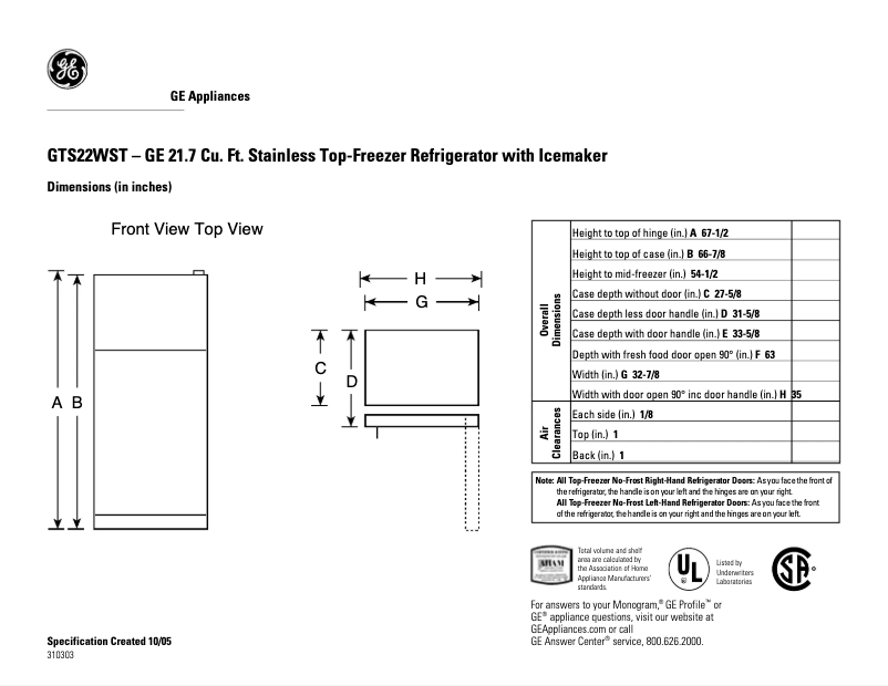 Imagen de la primera página del manual del dispositivo GTS22WSTSS