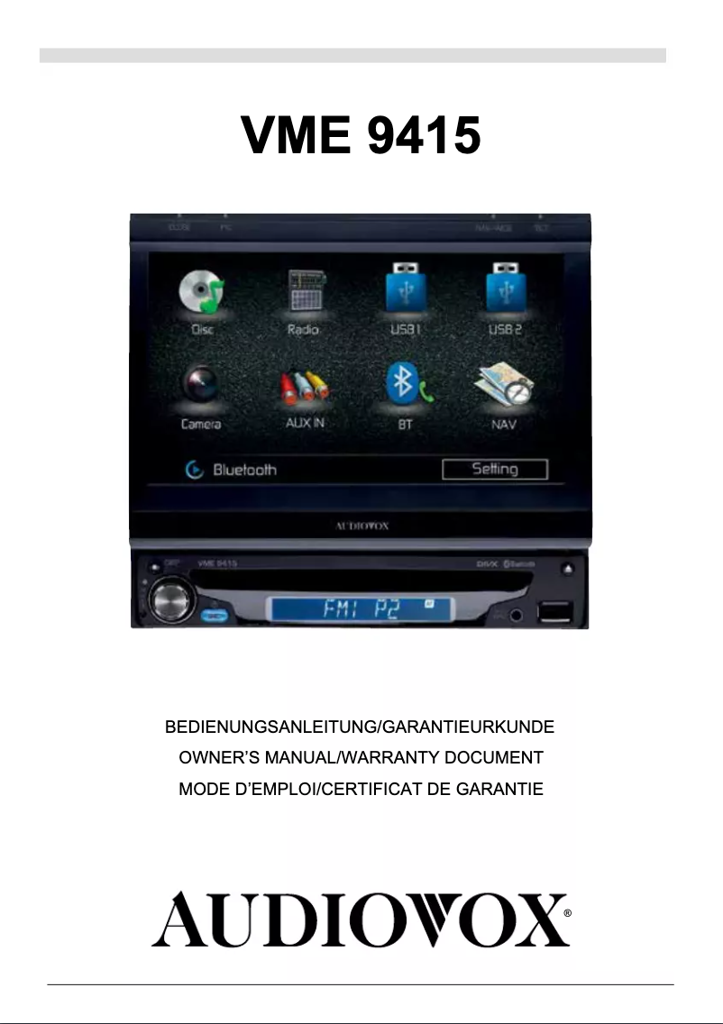 Página 1 del manual Manual de usuario audiovox VME 9415