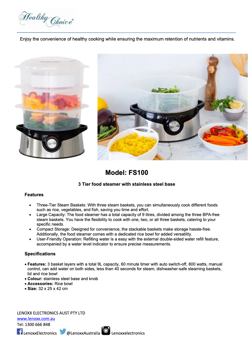 Imagen de la primera página del manual del dispositivo FS100