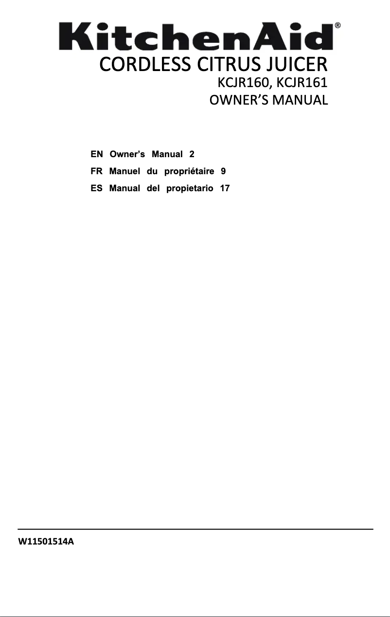 Imagen de la primera página del manual del dispositivo KCJR161