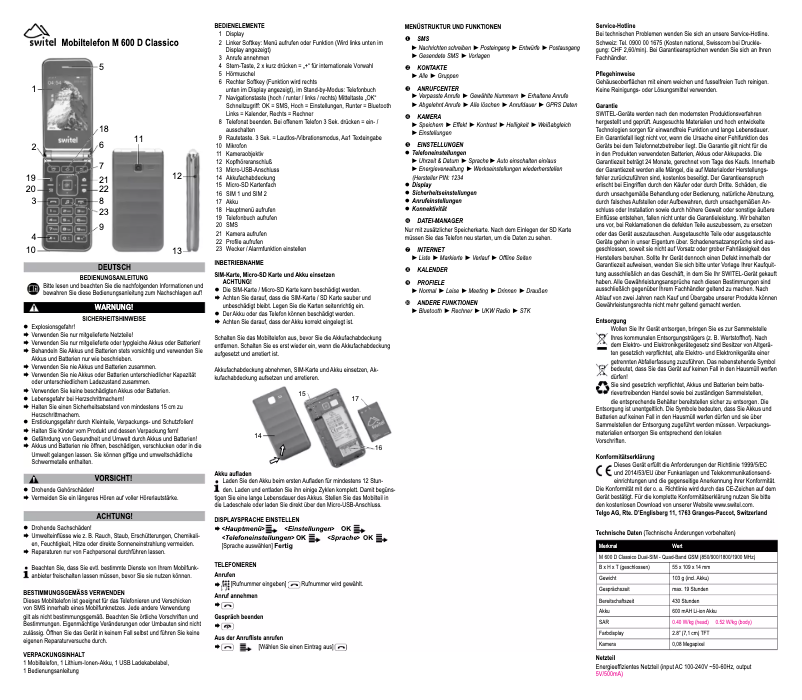 Página nº 1 - Manual de usuario Switel Classico M600D