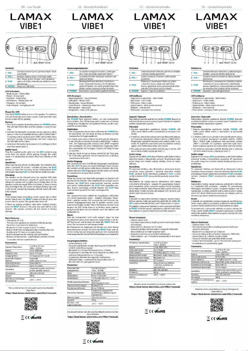 Imagen de la primera página del manual del dispositivo Vibe1