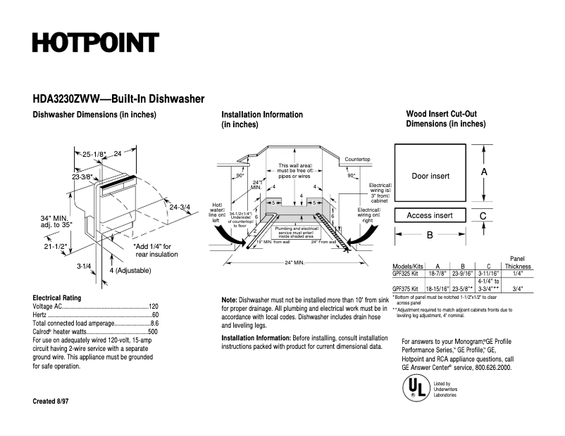 Imagen de la primera página del manual del dispositivo HDA3230ZWW