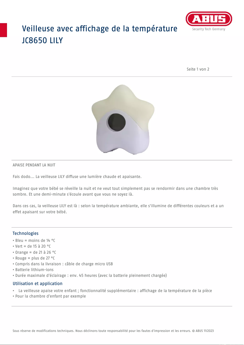 Imagen de la primera página del manual del dispositivo JC8650 LILY