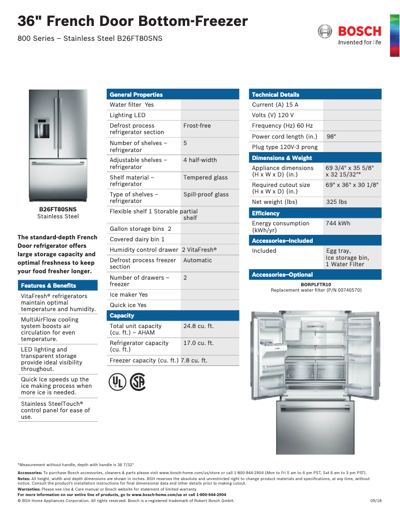 Página nº 1 - Ficha técnica Bosch B26FT50SNS
