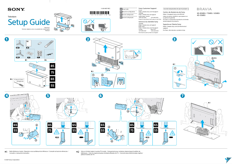 Página 1 del manual Guía de instalación Sony KD-85X85J