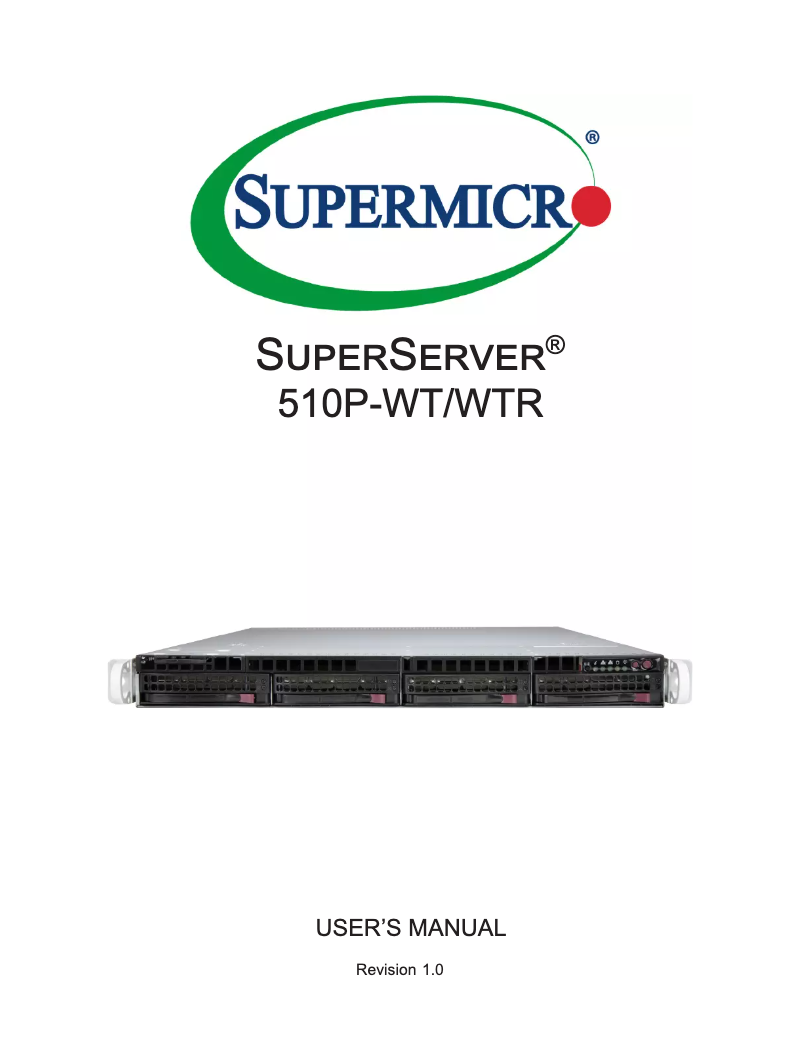 Página 1 del manual Manual de usuario Supermicro SYS-510P-WT