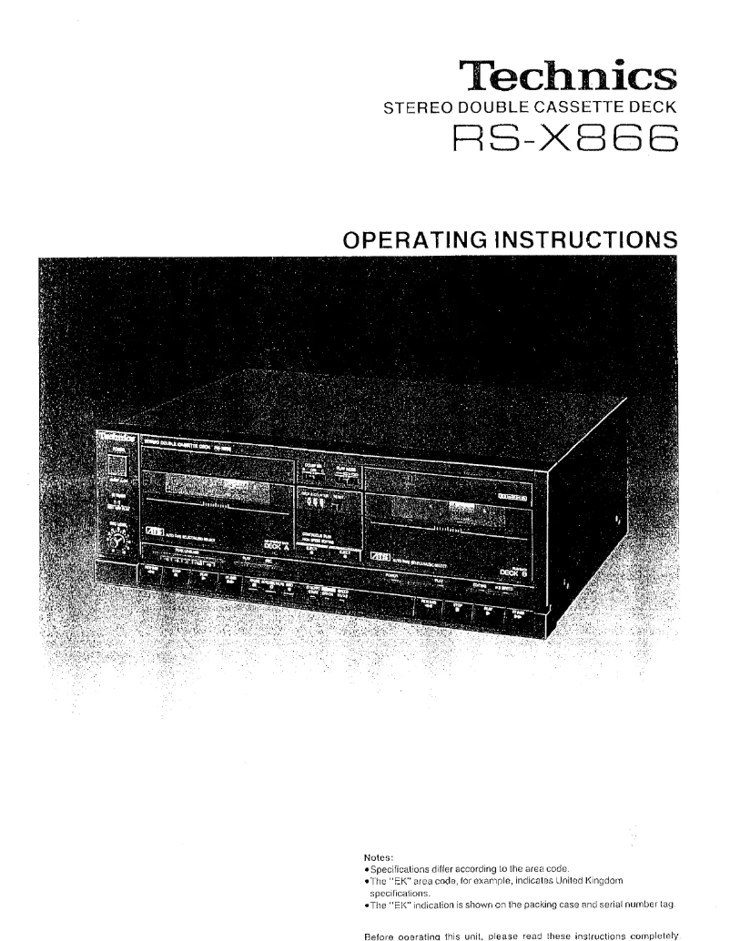 Página 1 del manual Manual de usuario Technics RS-X866