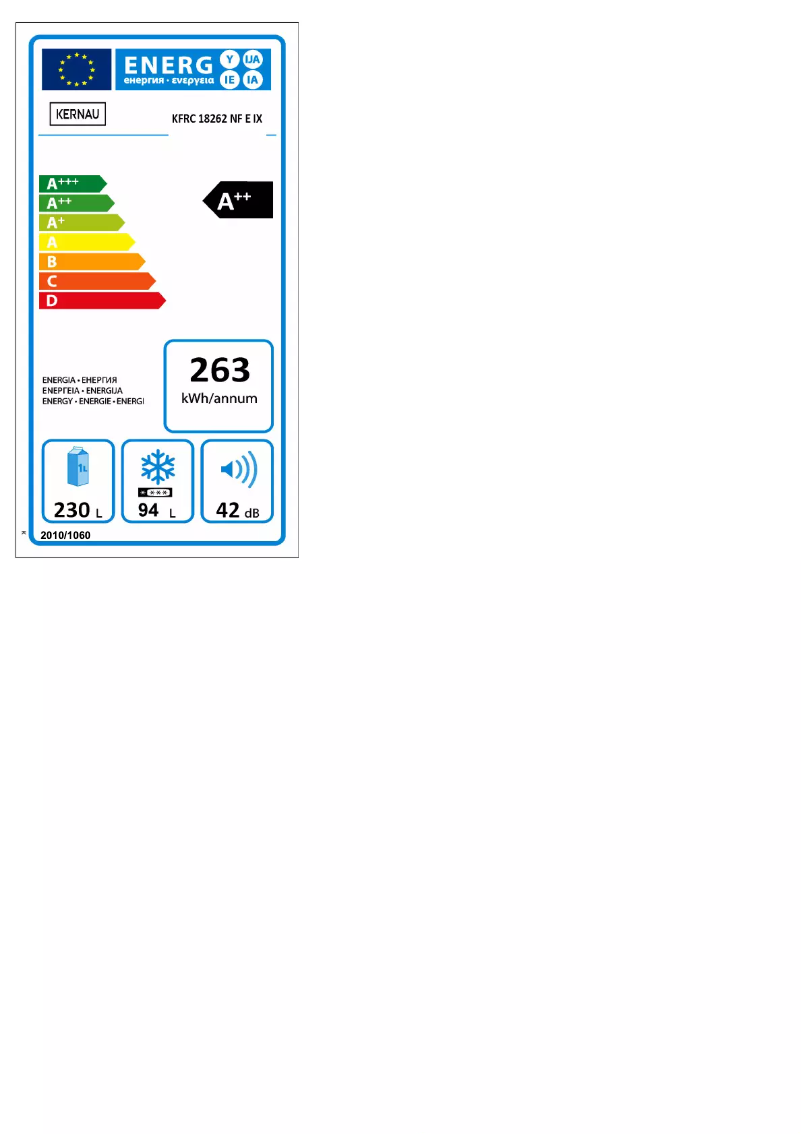 Página 1 del manual Etiqueta energética Kernau KFRC 18262 NF EIX