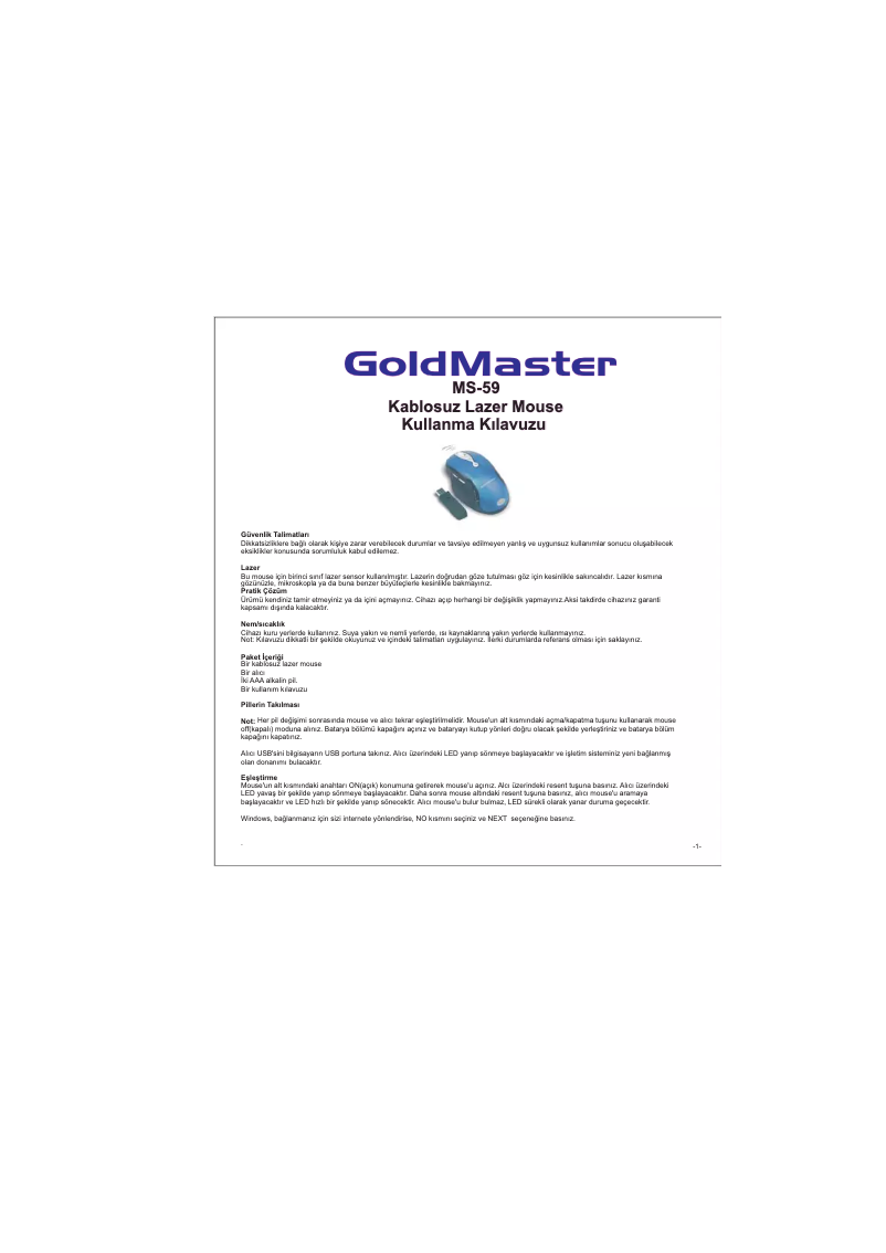 Página 1 del manual Manual de usuario GoldMaster MS-59