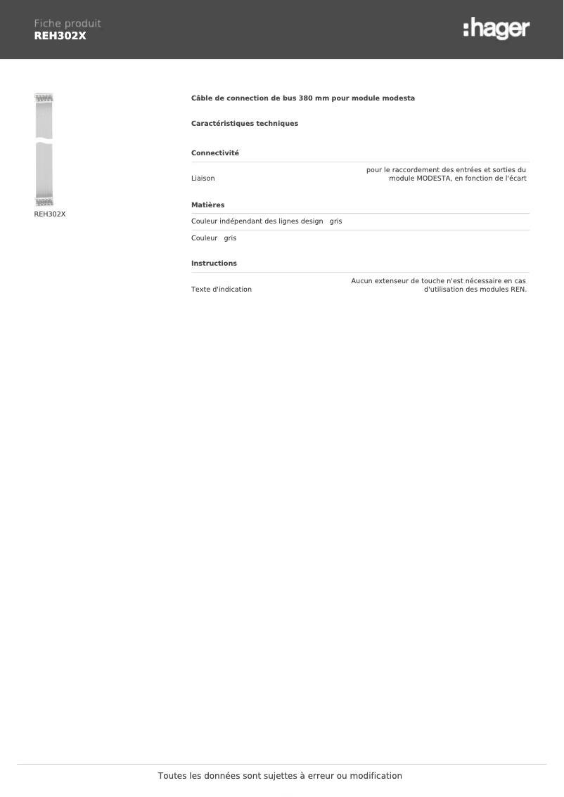 Página 1 del manual Ficha técnica Hager REH302X