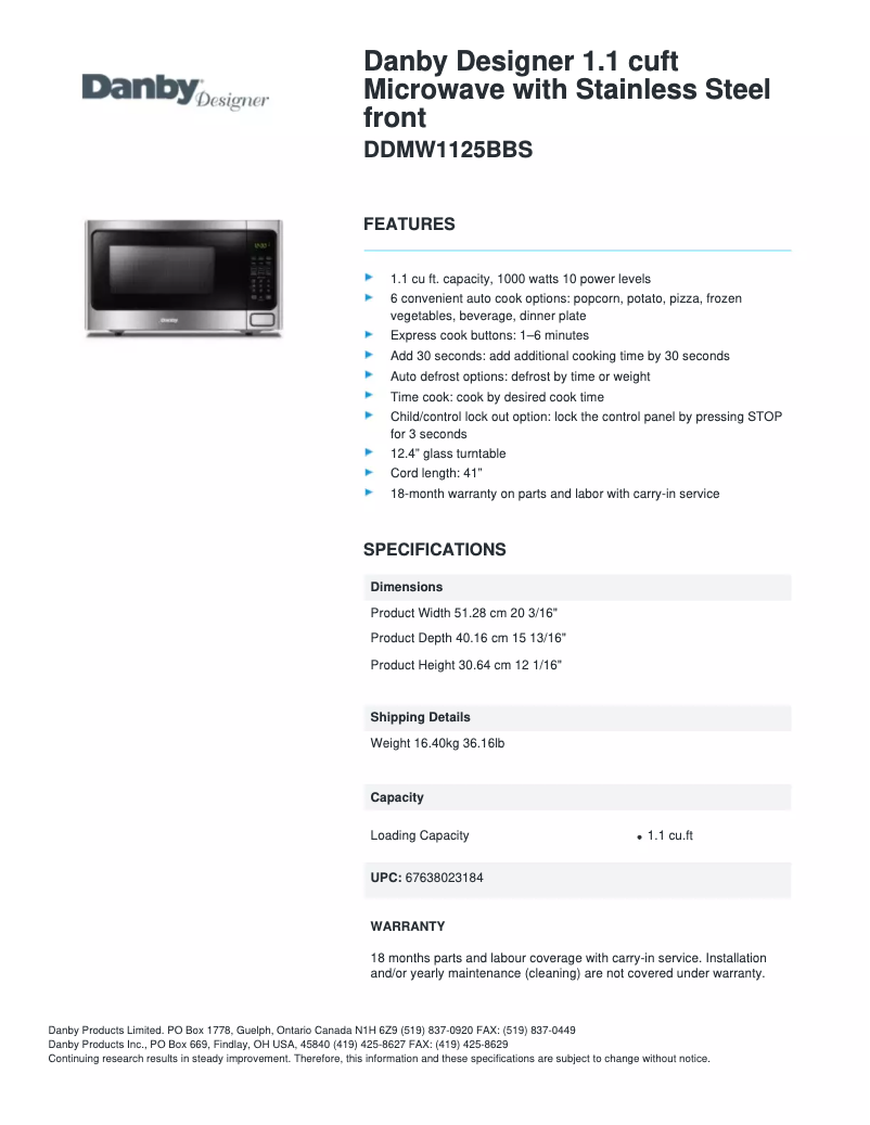 Imagen de la primera página del manual del dispositivo DDMW1125BBS