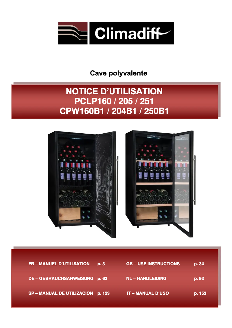 Imagen de la primera página del manual del dispositivo CPW160B1