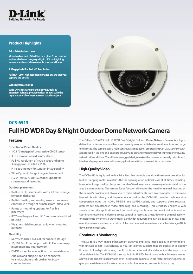 Imagen de la primera página del manual del dispositivo DCS-6513