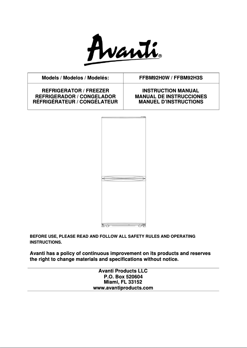 Imagen de la primera página del manual del dispositivo FFBM92H1B