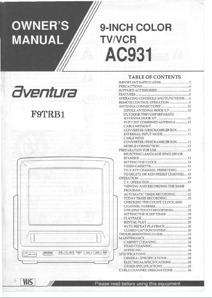 Imagen de la primera página del manual del dispositivo F9TRB1