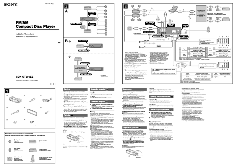 Imagen de la primera página del manual del dispositivo CDX-GT500EE