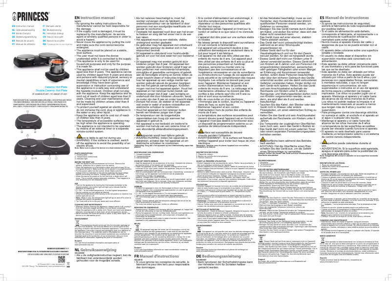 Página nº 1 - Manual de usuario Princess Double Ceramic Hot Plate 303021