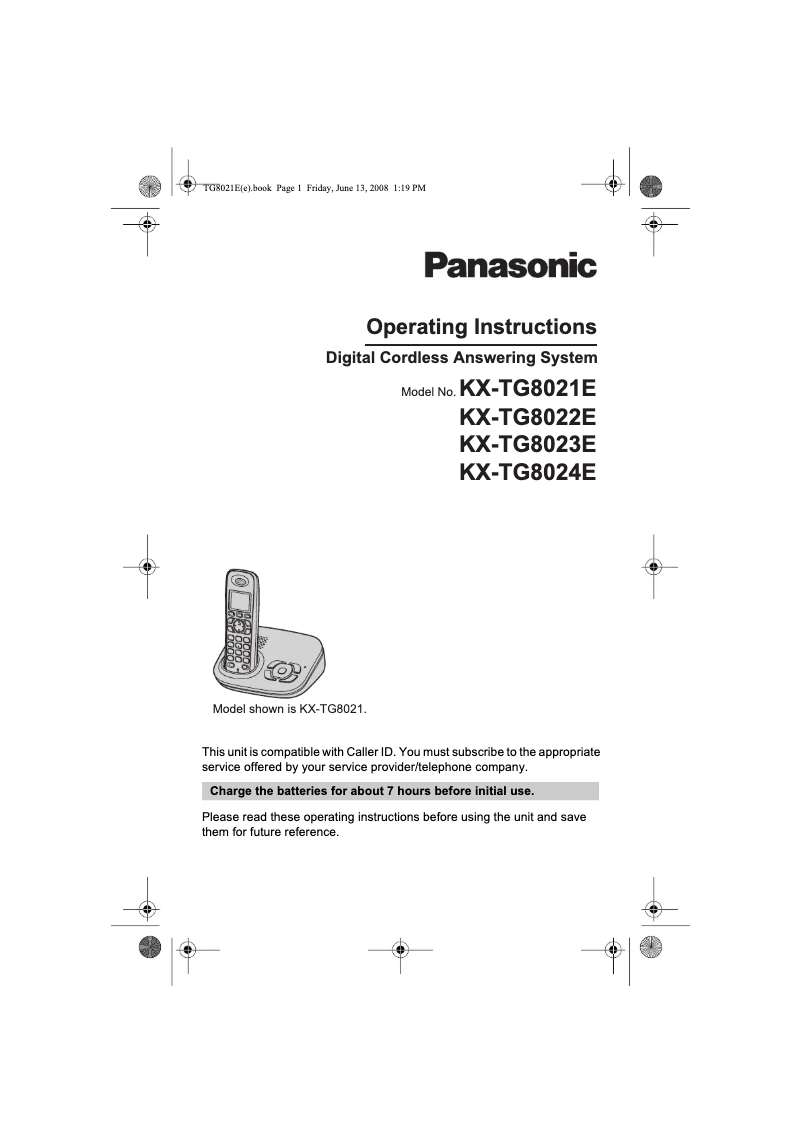 Página 1 del manual Manual de usuario Panasonic KX-TG8022E