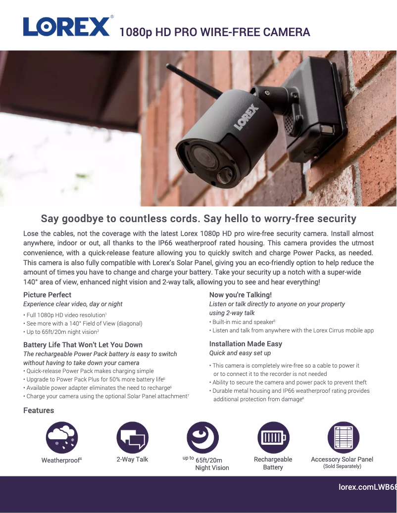Página nº 1 - Ficha técnica Lorex LWB6850W