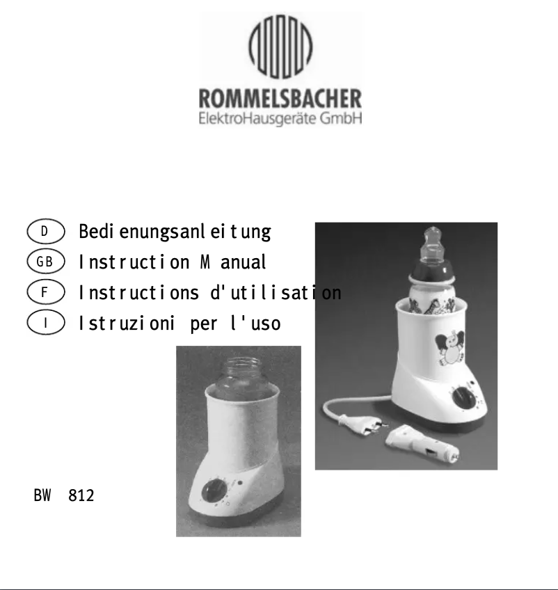 Página 1 del manual Manual de usuario Rommelsbacher BW812