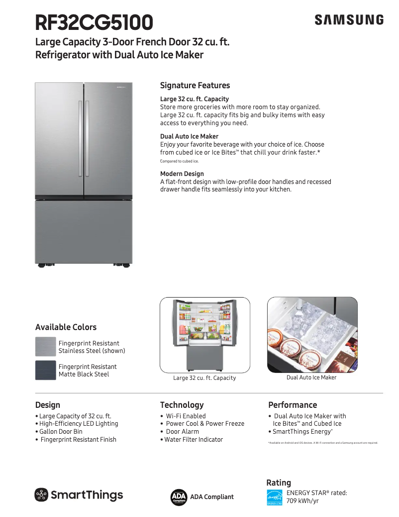 Página 1 del manual Ficha técnica Samsung RF32CG5100SR