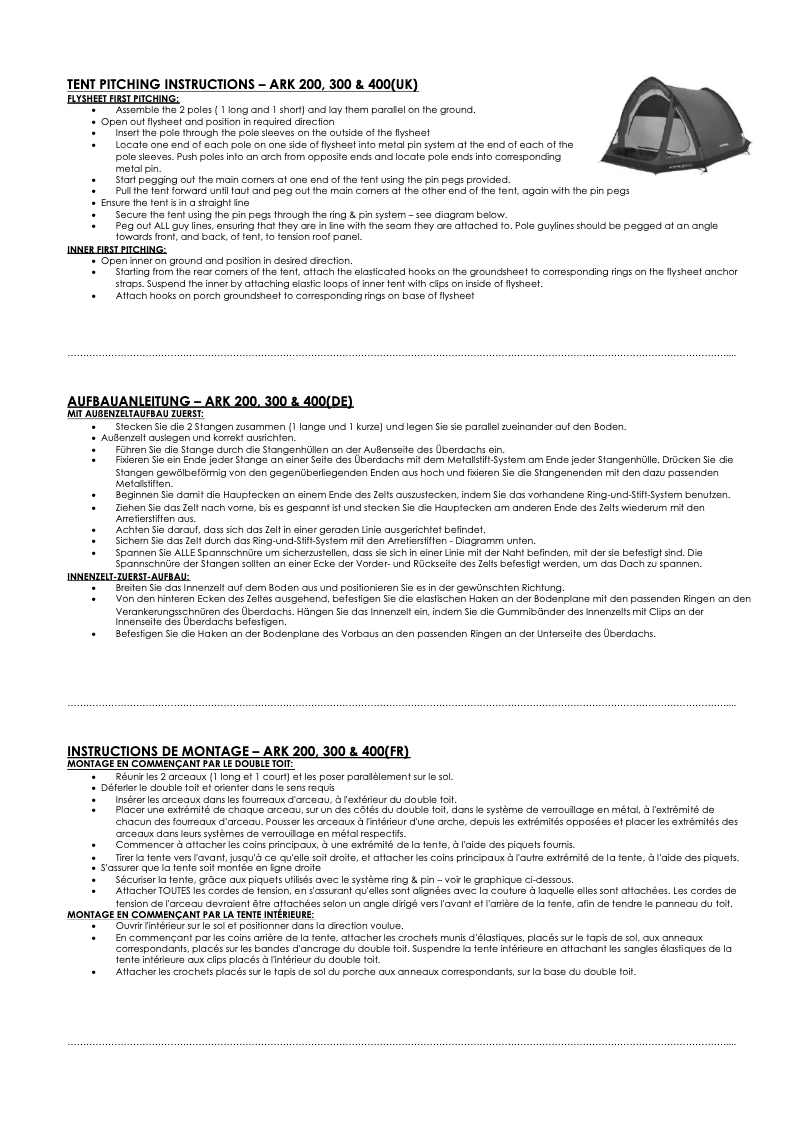 Imagen de la primera página del manual del dispositivo Ark 400